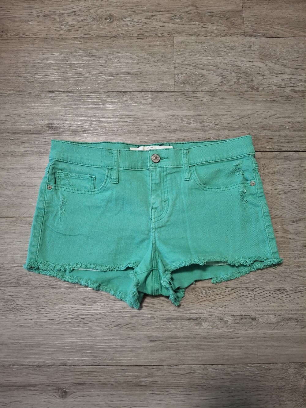 Abercrombie & Fitch Green Denim Shorts Sz 2